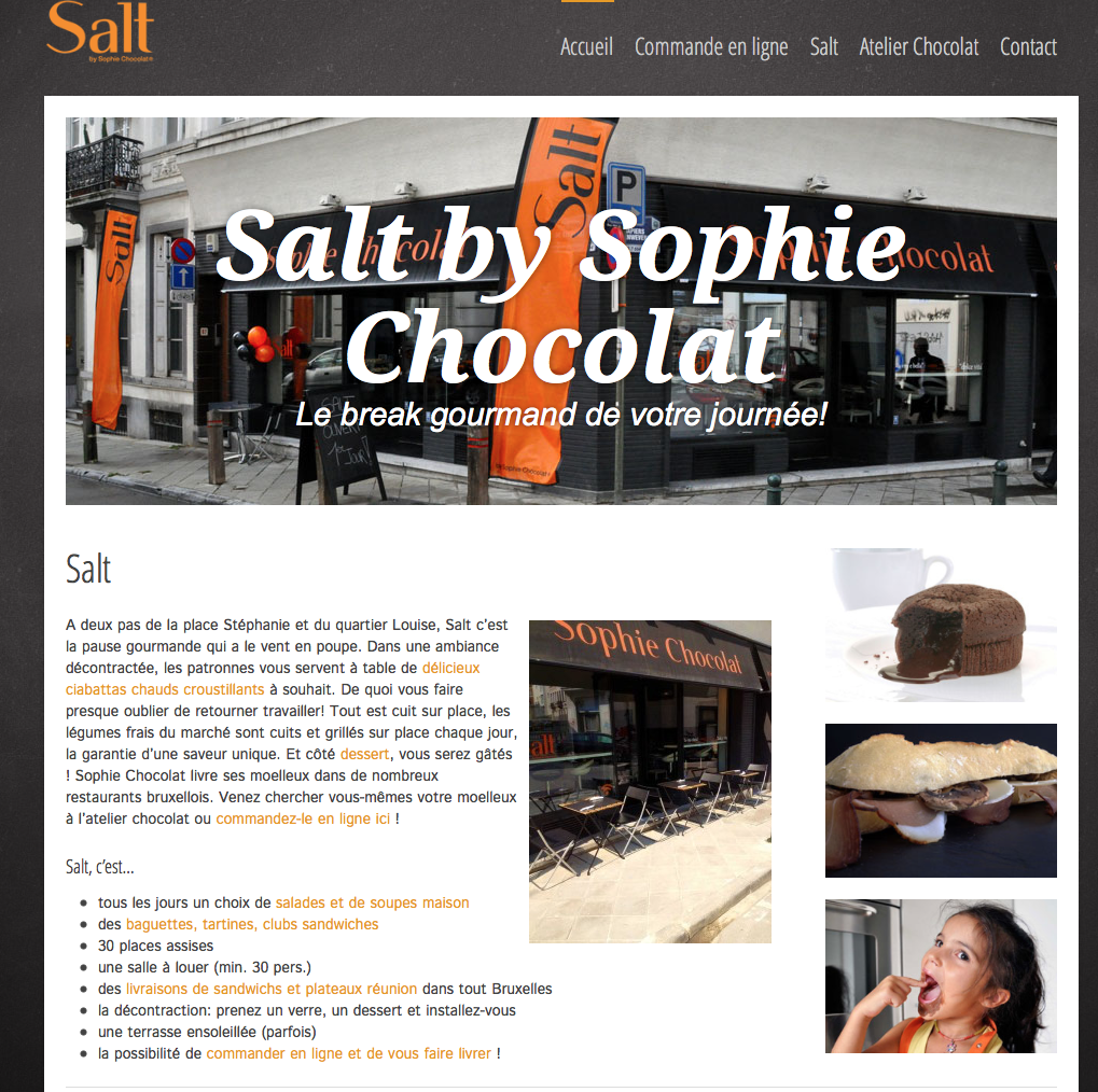 Création site web Salt by Sophie chocolat