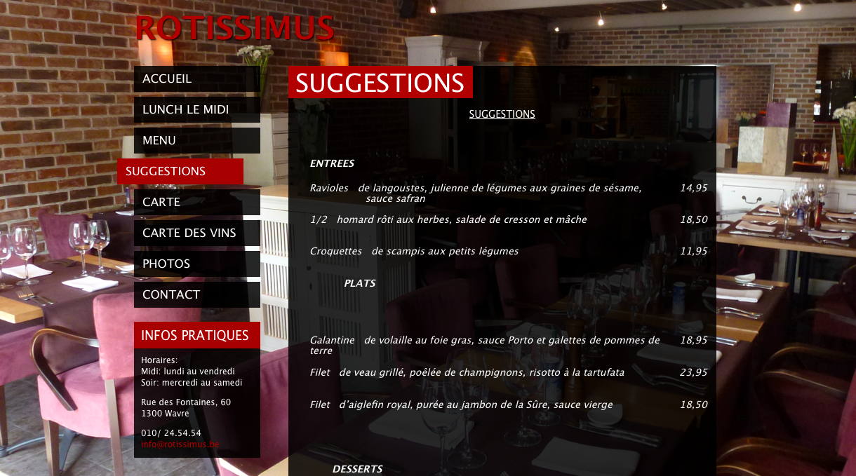Création site web Rotissimus : restaurant Wavre