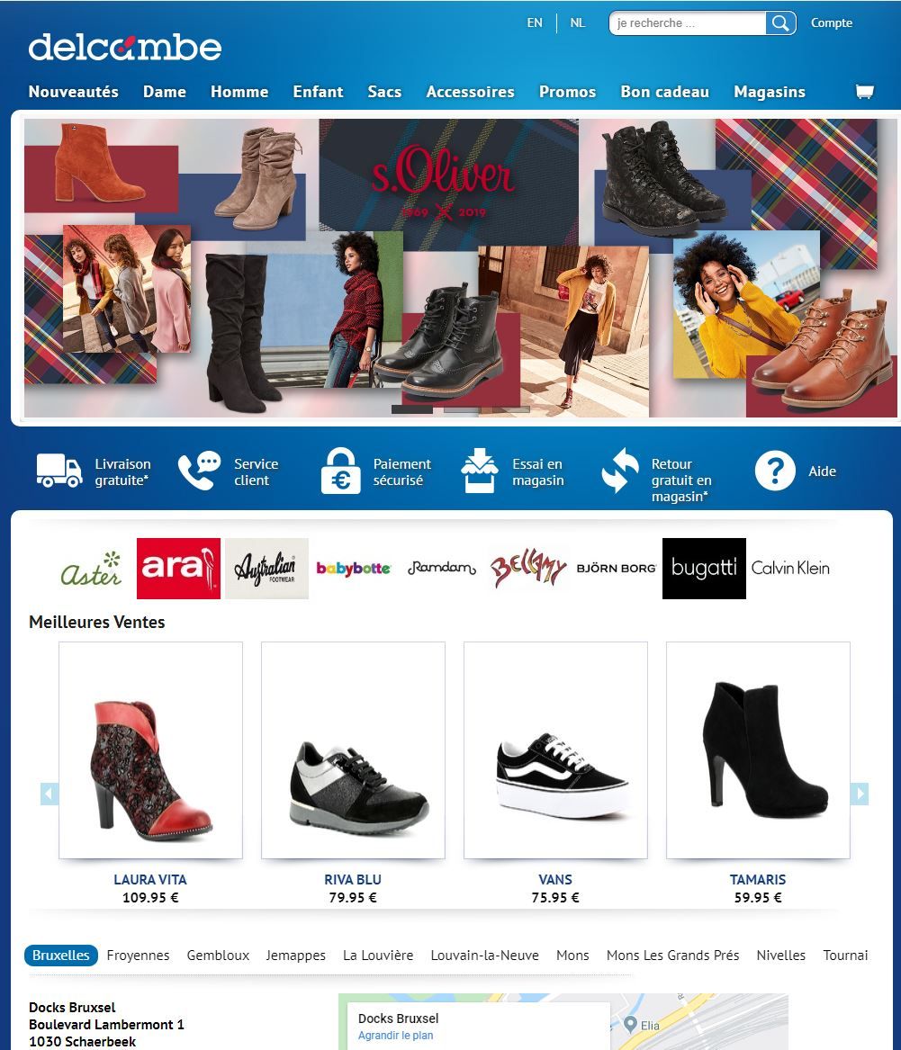 Création site web Delcambe : boutique en ligne de vente de chaussures