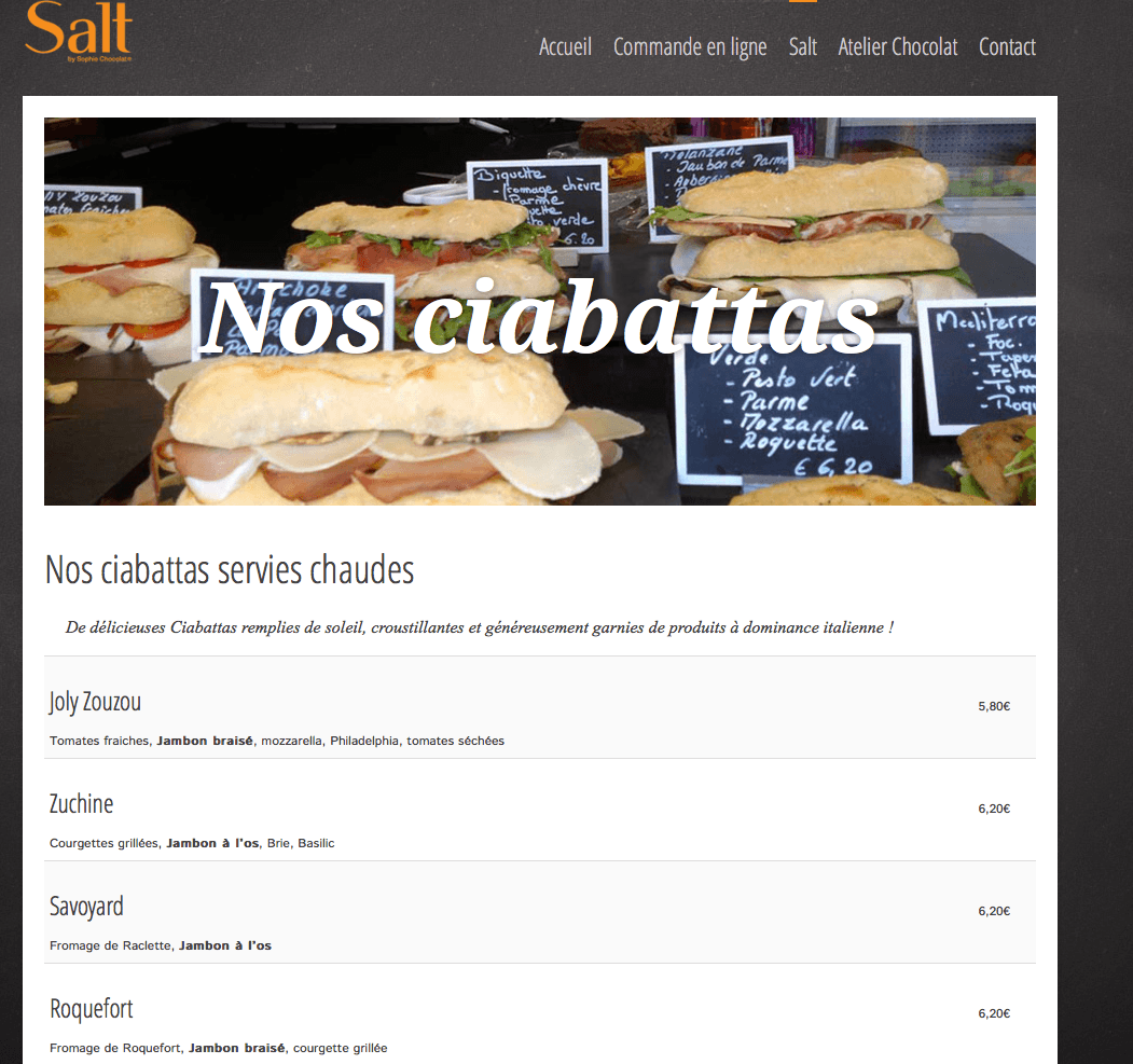 Création site web Sophie chocolat